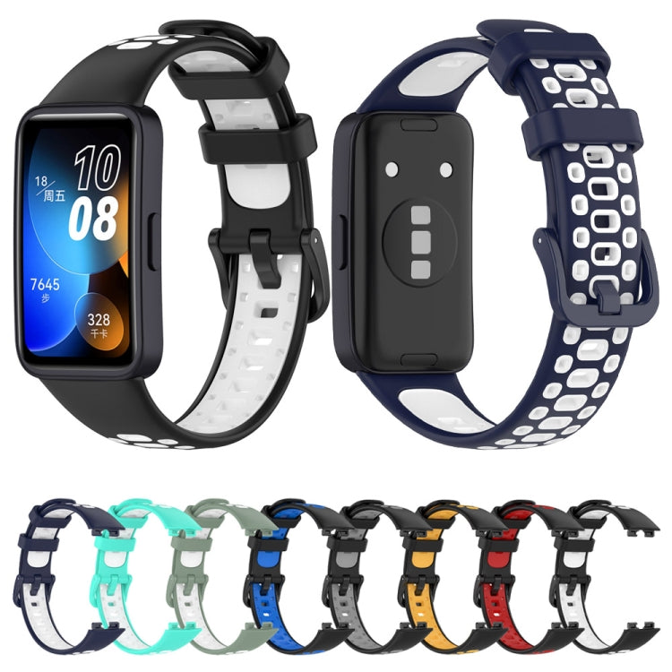 For Huawei Band 8 Two Color Silicone Replacement Watch Band(Black Blue) - Watch Bands by PMC Jewellery | Online Shopping South Africa | PMC Jewellery