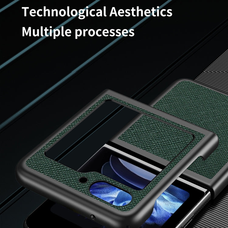 For Samsung Galaxy Z Flip5 Cross Texture All Inclusive Shockproof Protective Phone Case(Blue) - free shipping - PMC TechLife - Order now!
