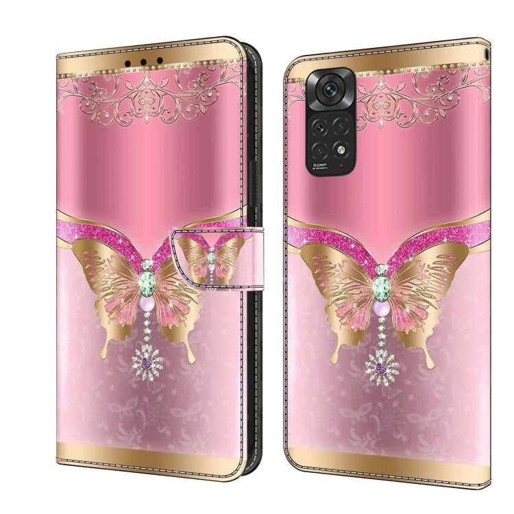 For Xiaomi Redmi Note 11 Global Crystal 3D Shockproof Protective Leather Phone Case(Pink Bottom Butterfly) - free shipping - PMC TechLife - Order now!