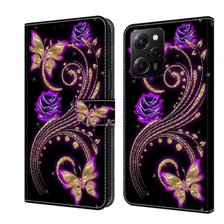 For Xiaomi Redmi Note 12 Pro Global Crystal 3D Shockproof Protective Leather Phone Case(Purple Flower Butterfly) - Xiaomi Cases by PMC Jewellery | Online Shopping South Africa | PMC Jewellery