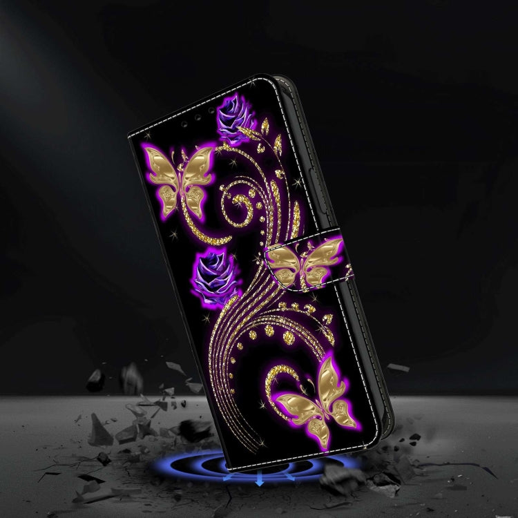 For Xiaomi Redmi Note 12 Pro+ Crystal 3D Shockproof Protective Leather Phone Case(Purple Flower Butterfly) - free shipping - PMC TechLife - Order now!