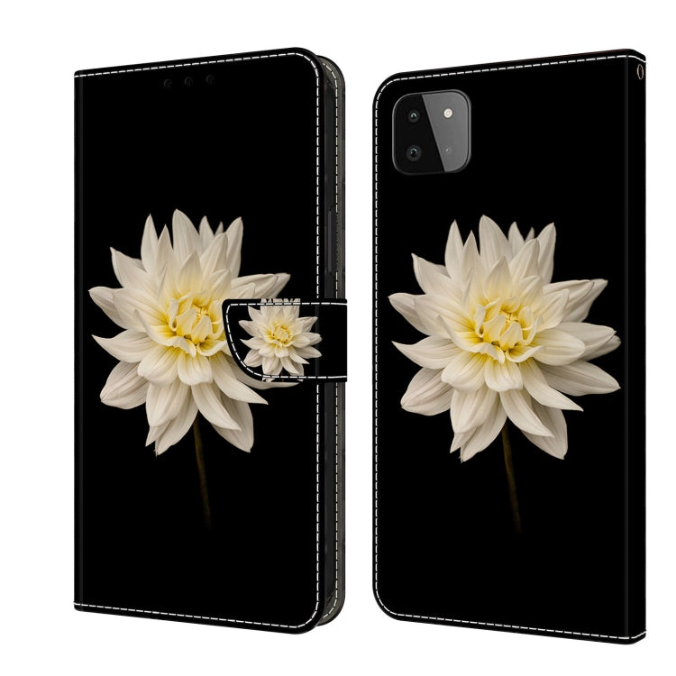 For Samsung Galaxy A22 5G Crystal 3D Shockproof Protective Leather Phone Case(White Flower) - free shipping - PMC TechLife - Order now!