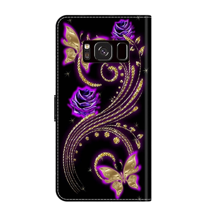 For Samsung Galaxy S8 Crystal 3D Shockproof Protective Leather Phone Case(Purple Flower Butterfly) - free shipping - PMC TechLife - Order now!