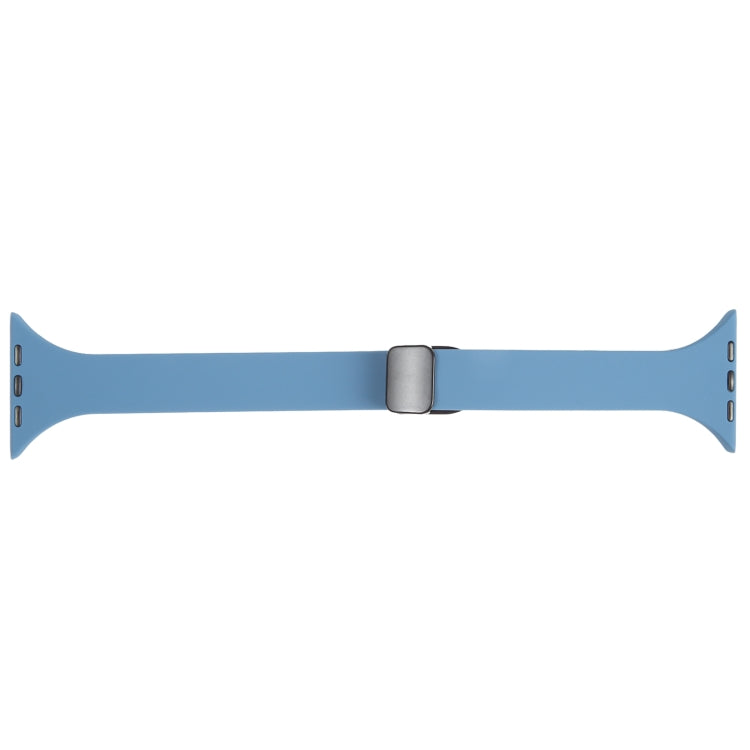 For Apple Watch Ultra 49mm Magnetic Buckle Slim Silicone Watch Band(Blue) - Watch Bands by PMC Jewellery | Online Shopping South Africa | PMC Jewellery