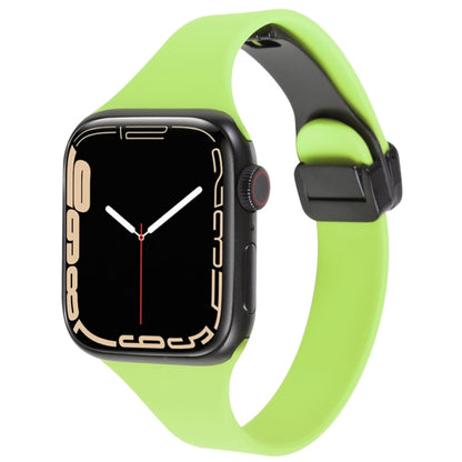 For Apple Watch 8 41mm Magnetic Buckle Slim Silicone Watch Band(Green) - Watch Bands by PMC Jewellery | Online Shopping South Africa | PMC Jewellery