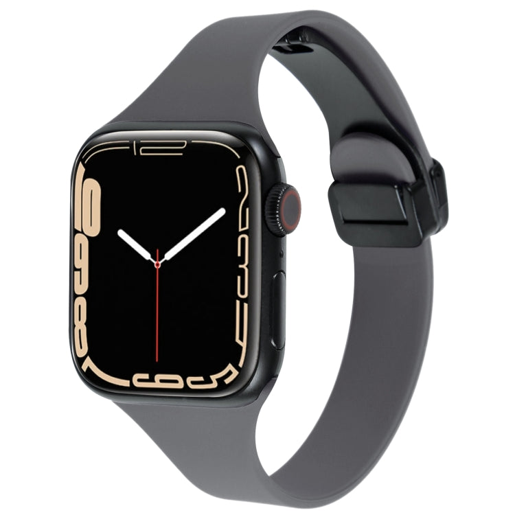 For Apple Watch 8 45mm  Magnetic Buckle Slim Silicone Watch Band(Starry Grey) - Watch Bands by PMC Jewellery | Online Shopping South Africa | PMC Jewellery