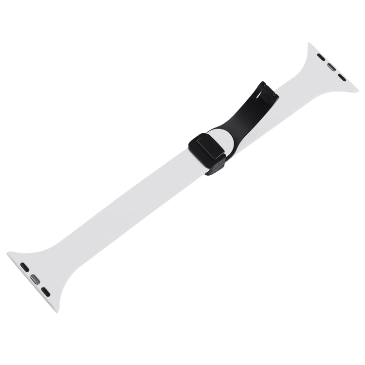 For Apple Watch 8 45mm  Magnetic Buckle Slim Silicone Watch Band(White) - Watch Bands by PMC TechLife | Online Shopping South Africa | PMC TechLife