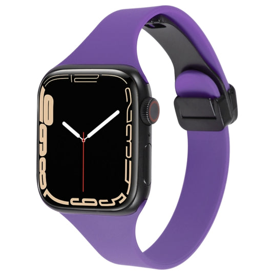 For Apple Watch SE 2022 44mm Magnetic Buckle Slim Silicone Watch Band(Dark Purple) - Watch Bands by PMC Jewellery | Online Shopping South Africa | PMC Jewellery