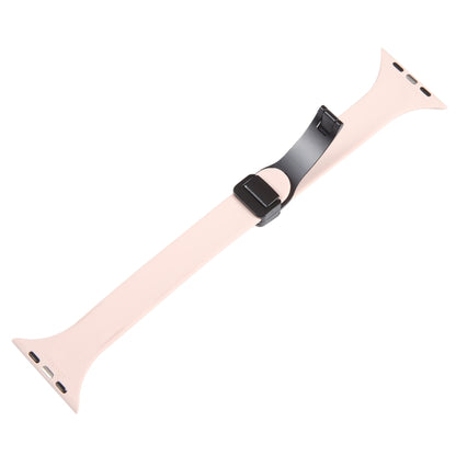 For Apple Watch SE 2022 44mm Magnetic Buckle Slim Silicone Watch Band(Pink) - Watch Bands by PMC Jewellery | Online Shopping South Africa | PMC Jewellery