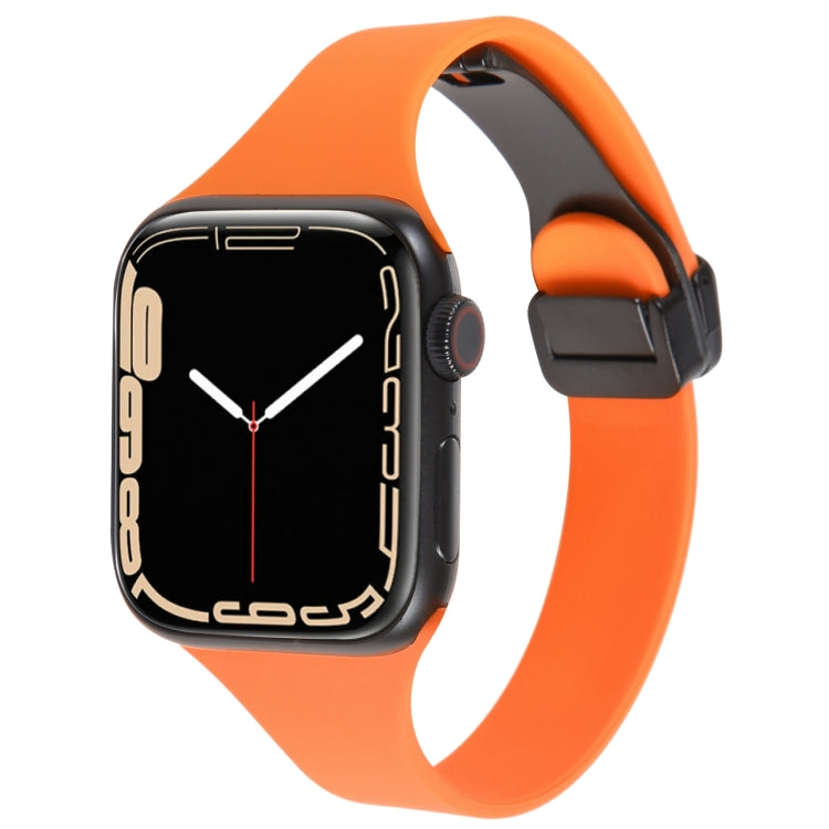 For Apple Watch SE 40mm Magnetic Buckle Slim Silicone Watch Band(Orange) - Watch Bands by PMC Jewellery | Online Shopping South Africa | PMC Jewellery