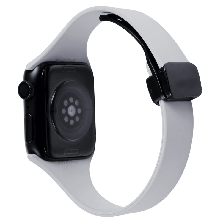 For Apple Watch SE 40mm Magnetic Buckle Slim Silicone Watch Band(Light Grey) - Watch Bands by PMC TechLife | Online Shopping South Africa | PMC TechLife