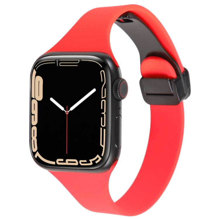 For Apple Watch 6 40mm Magnetic Buckle Slim Silicone Watch Band(Red) - Watch Bands by PMC Jewellery | Online Shopping South Africa | PMC Jewellery