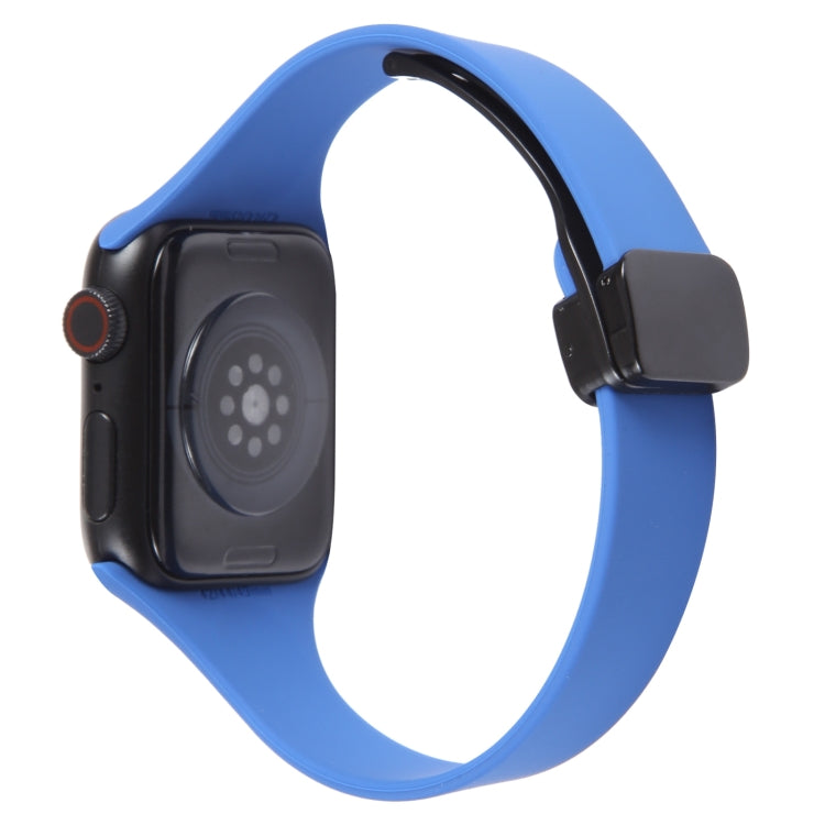 For Apple Watch 6 44mm Magnetic Buckle Slim Silicone Watch Band(Royal Blue) - Watch Bands by PMC Jewellery | Online Shopping South Africa | PMC Jewellery