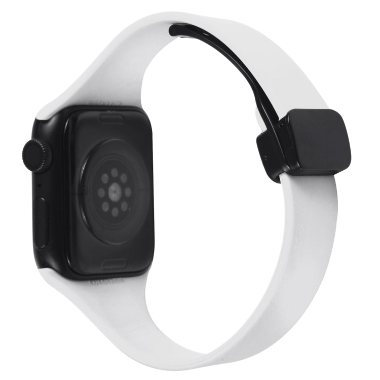 For Apple Watch 2 38mm Magnetic Buckle Slim Silicone Watch Band(White) - Watch Bands by PMC TechLife | Online Shopping South Africa | PMC TechLife