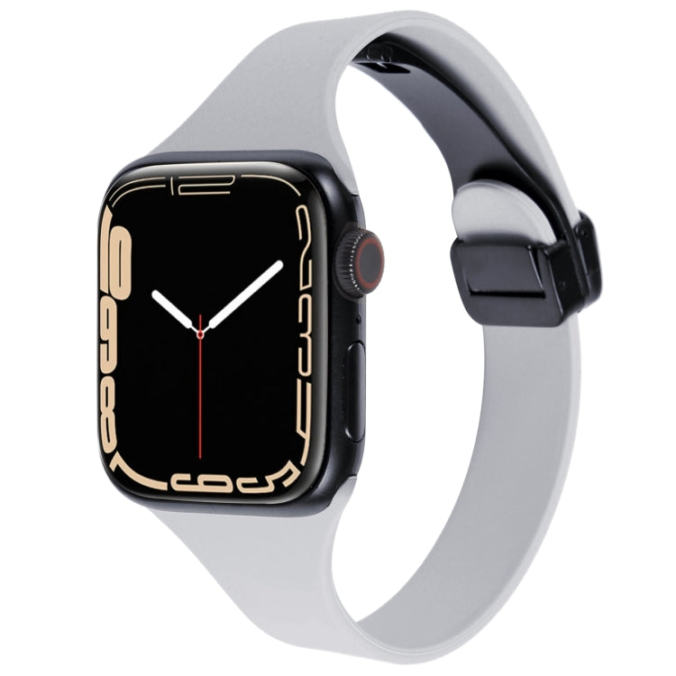 For Apple Watch 2 38mm Magnetic Buckle Slim Silicone Watch Band(Light Grey) - Watch Bands by PMC TechLife | Online Shopping South Africa | PMC TechLife