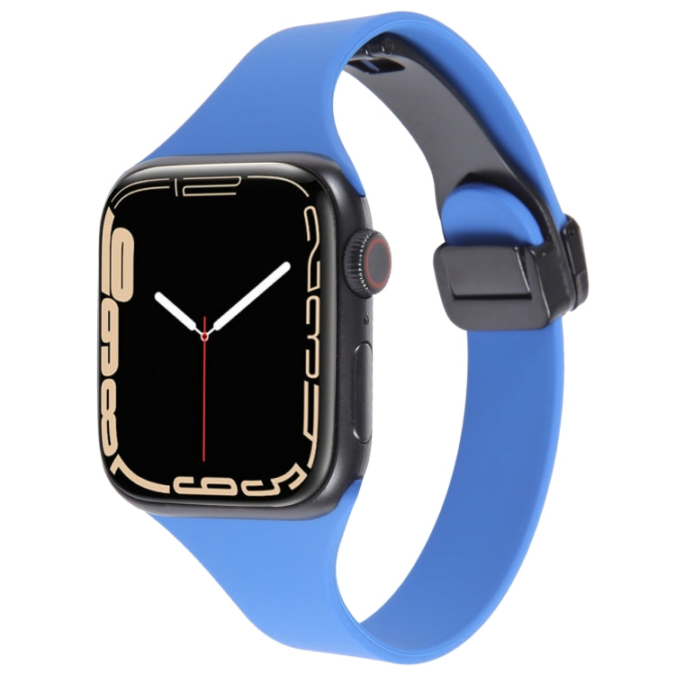 For Apple Watch 42mm Magnetic Buckle Slim Silicone Watch Band(Royal Blue) - Watch Bands by PMC Jewellery | Online Shopping South Africa | PMC Jewellery