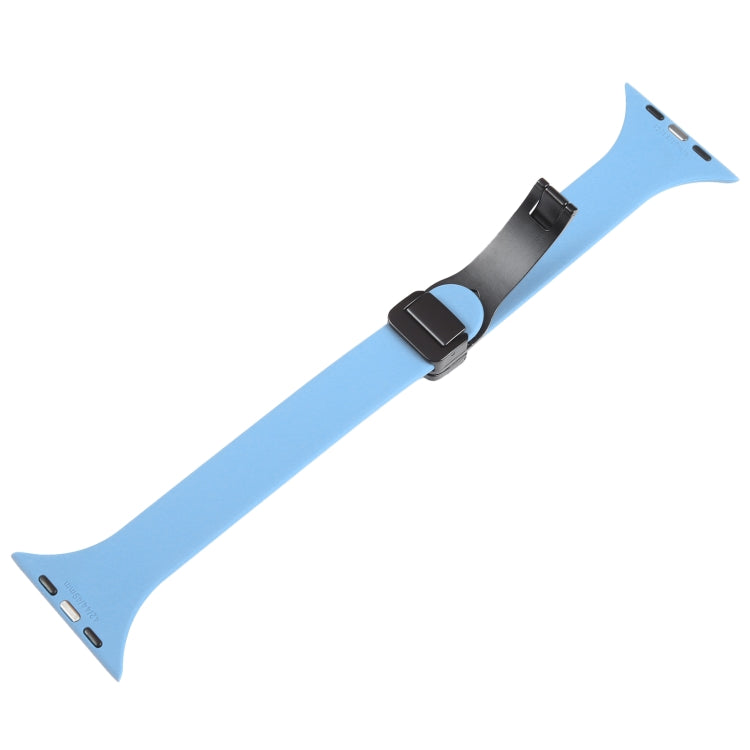 For Apple Watch 38mm Magnetic Buckle Slim Silicone Watch Band(Light Blue) - Watch Bands by PMC TechLife | Online Shopping South Africa | PMC TechLife