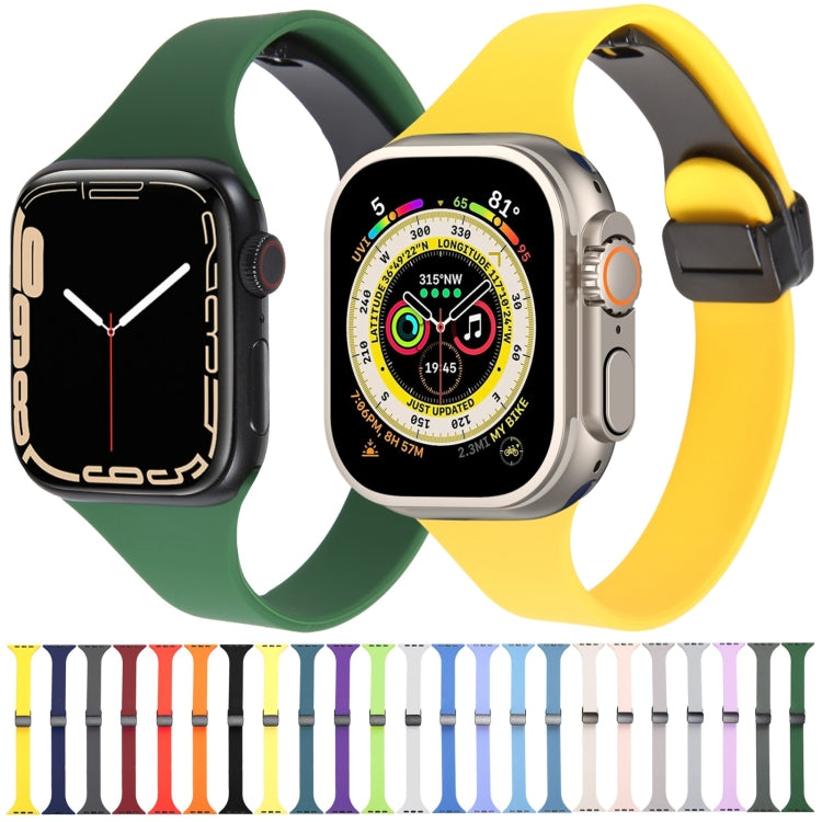 For Apple Watch 6 44mm Magnetic Buckle Slim Silicone Watch Band(Green) - Watch Bands by PMC Jewellery | Online Shopping South Africa | PMC Jewellery