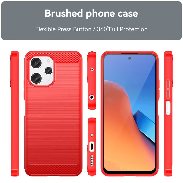 For Xiaomi Redmi 12 Carbon Fiber Brushed Texture TPU Phone Case(Red) - Xiaomi Cases by PMC TechLife | Online Shopping South Africa | PMC TechLife | Buy Now Pay Later Mobicred