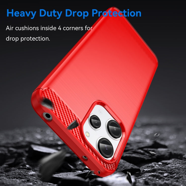 For Xiaomi Redmi 12 Carbon Fiber Brushed Texture TPU Phone Case(Red) - Xiaomi Cases by PMC TechLife | Online Shopping South Africa | PMC TechLife | Buy Now Pay Later Mobicred
