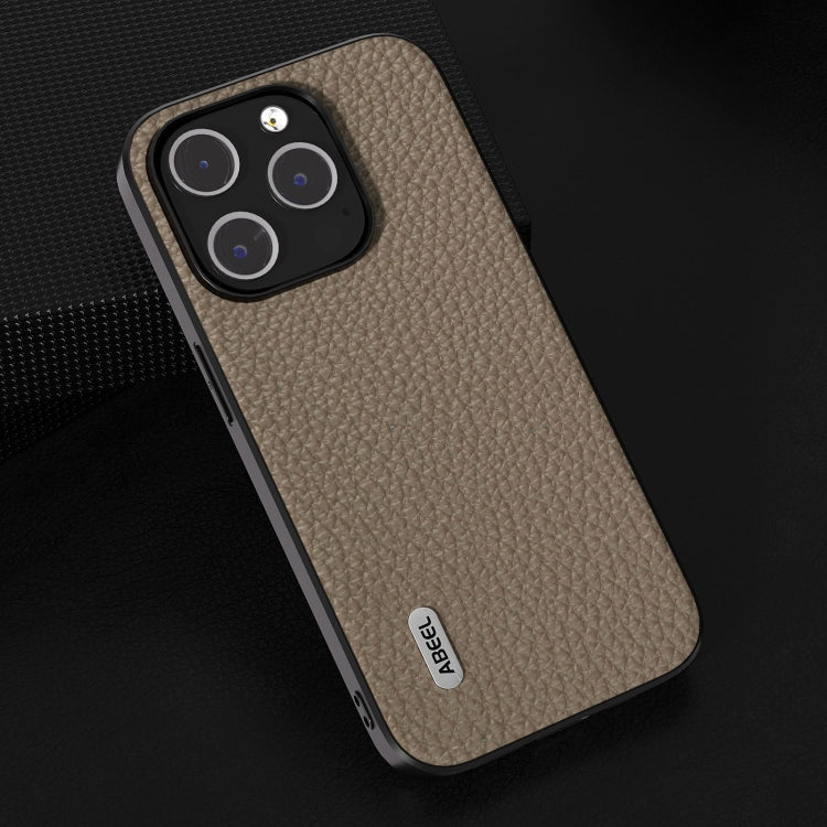 For iPhone 15 ABEEL Genuine Leather Litchi Texture Phone Case(Grey) - free shipping - PMC TechLife - Order now!