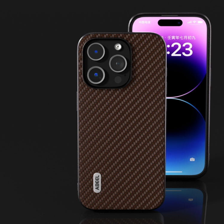 For iPhone 15 ABEEL Carbon Fiber Texture Protective Phone Case(Dark Brown) - free shipping - PMC TechLife - Order now!
