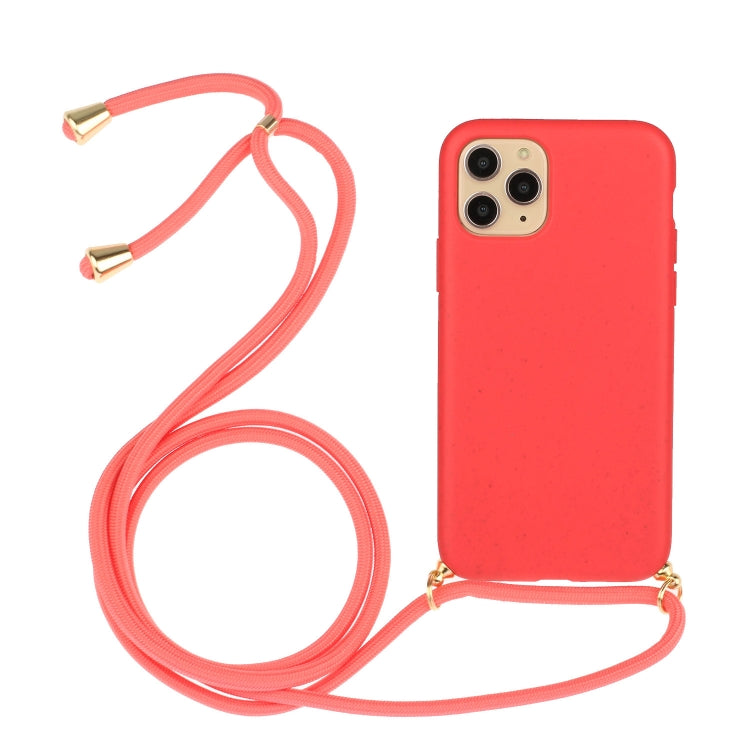 For iPhone 15 Pro Max Wheat Straw Material + TPU Phone Case with Lanyard(Red) - iPhone 15 Pro Max Cases by PMC Jewellery | Online Shopping South Africa | PMC Jewellery