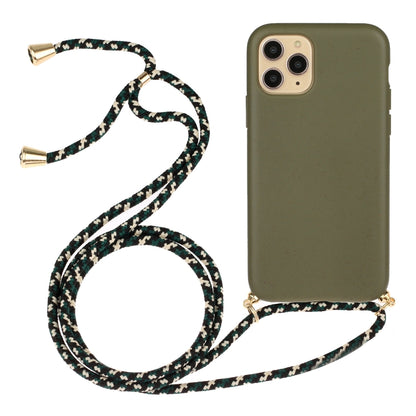 For iPhone 15 Pro Wheat Straw Material + TPU Phone Case with Lanyard(Army Green) - iPhone 15 Pro Cases by PMC Jewellery | Online Shopping South Africa | PMC Jewellery