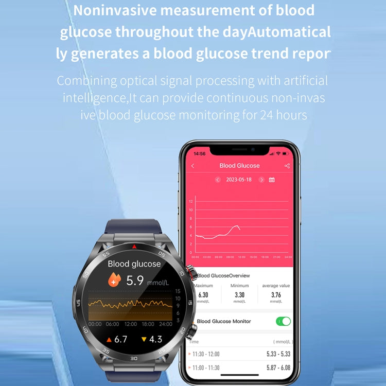 ET450 1.39 inch IP67 Waterproof Silicone Band Smart Watch, Support ECG / Non-invasive Blood Glucose Measurement(Black) - Smart Watches by PMC Jewellery | Online Shopping South Africa | PMC Jewellery