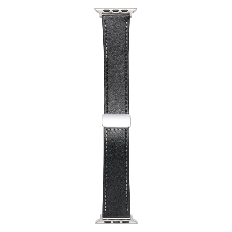 For Apple Watch 2 42mm Magnetic Buckle Skin Feel Leather Watch Band(Black) - Watch Bands by PMC Jewellery | Online Shopping South Africa | PMC Jewellery