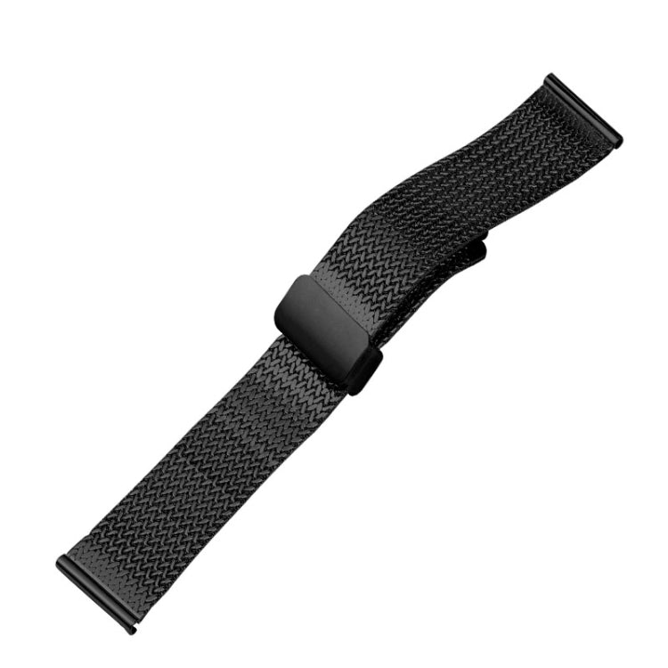 For Apple Watch SE 2022 44mm Magnetic Buckle Herringbone Mesh Metal Watch Band(Black) - Watch Bands by PMC Jewellery | Online Shopping South Africa | PMC Jewellery