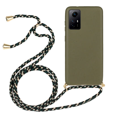 For Xiaomi Redmi Note 12S Wheat Straw Material + TPU Phone Case with Lanyard(Army Green) - Xiaomi Cases by PMC Jewellery | Online Shopping South Africa | PMC Jewellery