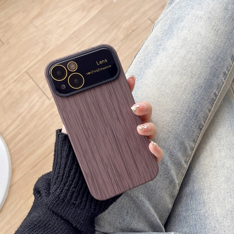 For iPhone 14 Wood Grain TPU Phone Case with Lens Film(Grey) - iPhone 14 Cases by PMC TechLife | Online Shopping South Africa | PMC TechLife