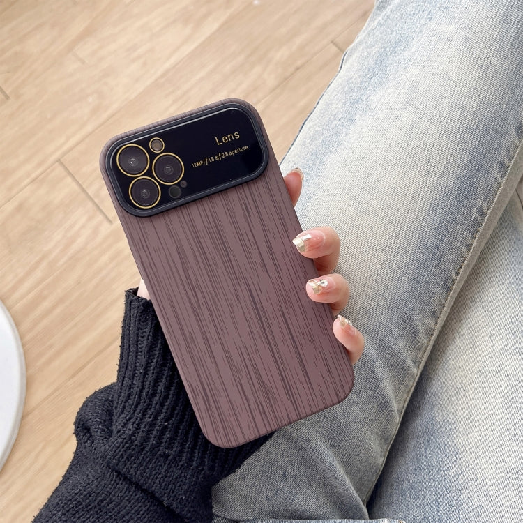 For iPhone 12 Pro Wood Grain TPU Phone Case with Lens Film(Grey) - iPhone 12 / 12 Pro Cases by PMC TechLife | Online Shopping South Africa | PMC TechLife