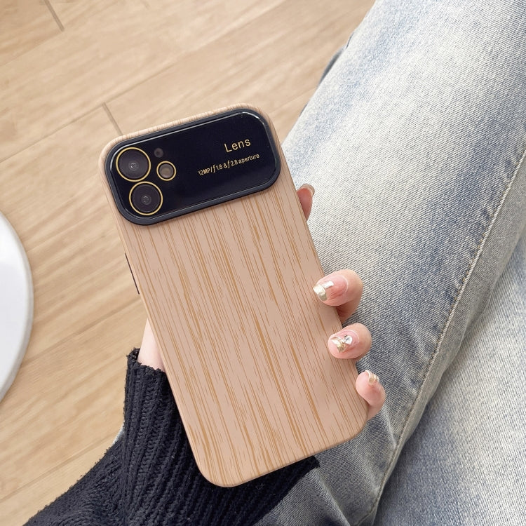 For iPhone 11 Wood Grain TPU Phone Case with Lens Film(Khaki) - iPhone 11 Cases by PMC TechLife | Online Shopping South Africa | PMC TechLife