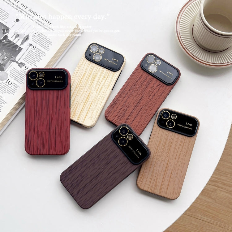 For iPhone 13 Wood Grain TPU Phone Case with Lens Film(Red) - iPhone 13 Cases by PMC Jewellery | Online Shopping South Africa | PMC Jewellery