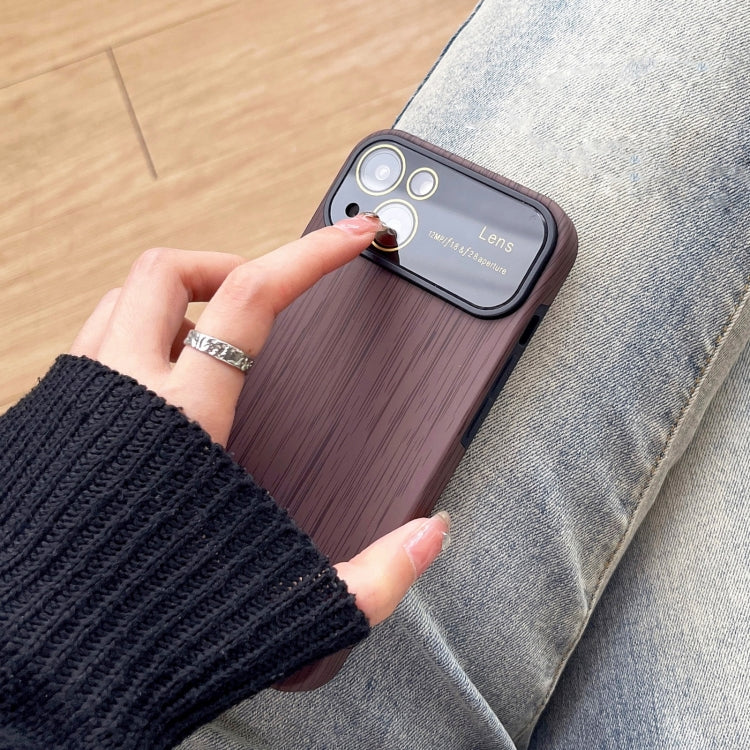 For iPhone 11 Wood Grain TPU Phone Case with Lens Film(Red) - iPhone 11 Cases by PMC Jewellery | Online Shopping South Africa | PMC Jewellery