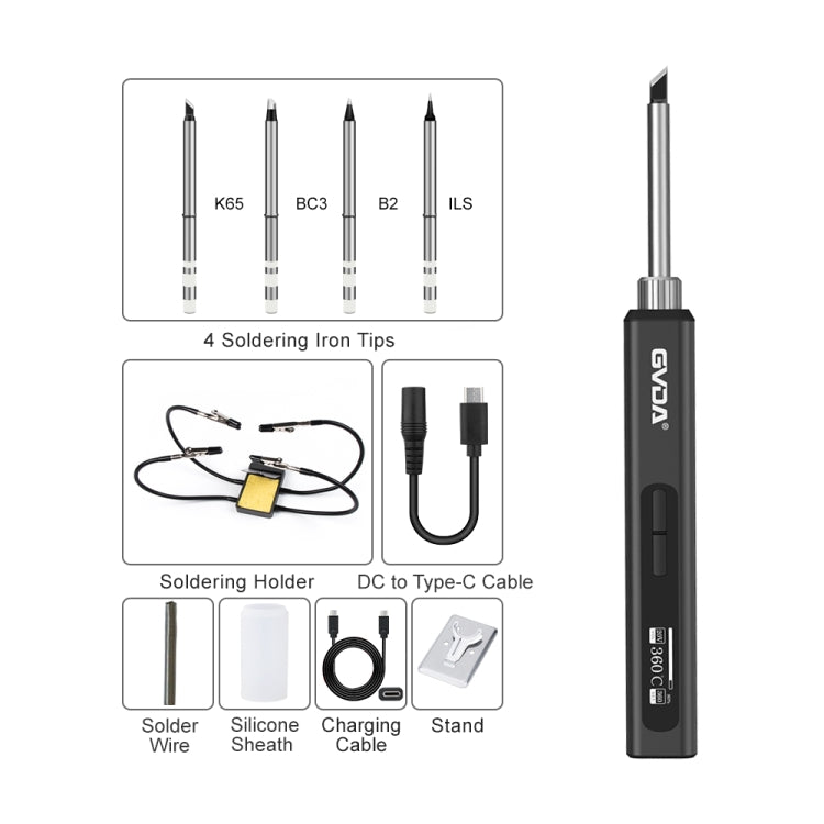 GVDA GD300 Intelligent Internal Heating Digital Display Constant Temperature Maintenance Electric Soldering Iron with 4 Tips + Stand Set - Electric Soldering Iron by GVDA | Online Shopping South Africa | PMC Jewellery | Buy Now Pay Later Mobicred