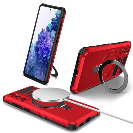 For Samsung Galaxy S20 FE MagSafe Magnetic Holder Phone Case(Red) - Galaxy S20 FE Cases by PMC Jewellery | Online Shopping South Africa | PMC Jewellery