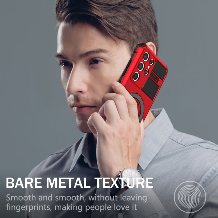 For Samsung Galaxy S21 Ultra 5G MagSafe Magnetic Holder Phone Case(Red) - Galaxy S21 Ultra 5G Cases by PMC TechLife | Online Shopping South Africa | PMC TechLife