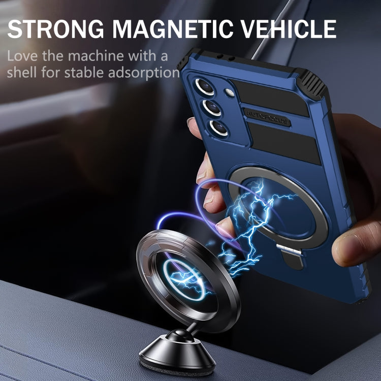For Samsung Galaxy S21+ 5G MagSafe Magnetic Holder Phone Case(Blue) - Galaxy S21+ 5G Cases by PMC TechLife | Online Shopping South Africa | PMC TechLife