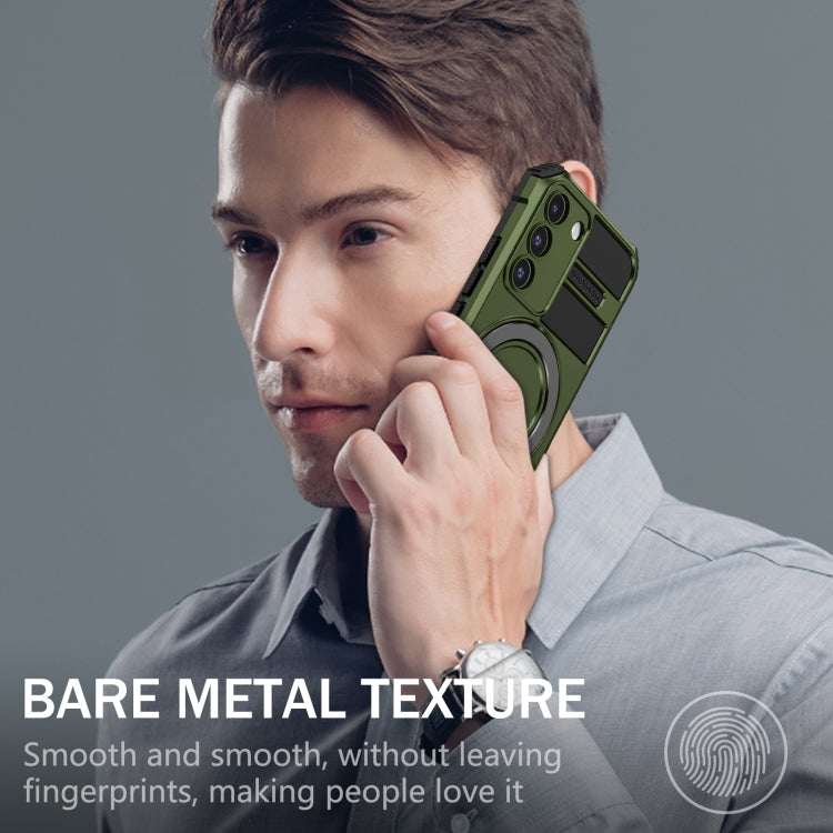 For Samsung Galaxy S22 5G MagSafe Magnetic Holder Phone Case(Green) - Galaxy S22 5G Cases by PMC TechLife | Online Shopping South Africa | PMC TechLife | Buy Now Pay Later Mobicred