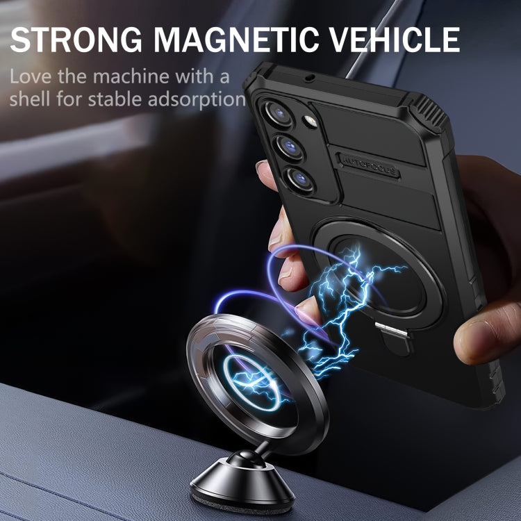 For Samsung Galaxy S23+ 5G MagSafe Magnetic Holder Phone Case(Black) - Galaxy S23+ 5G Cases by PMC TechLife | Online Shopping South Africa | PMC TechLife