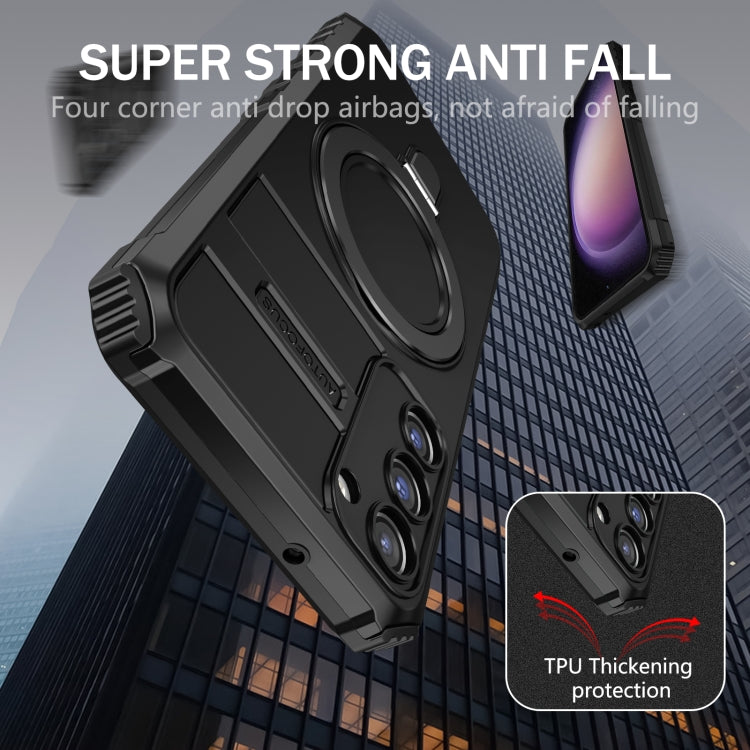 For Samsung Galaxy S23+ 5G MagSafe Magnetic Holder Phone Case(Black) - Galaxy S23+ 5G Cases by PMC TechLife | Online Shopping South Africa | PMC TechLife