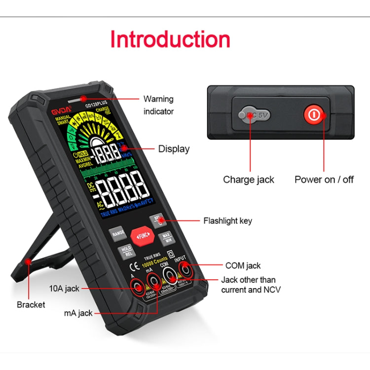 GVDA GD128PLUS Intelligent High Precision Automatic Digital Multimeter - free shipping - PMC TechLife - Order now!