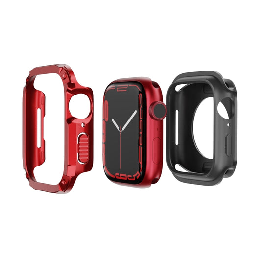 For Apple Watch Series 8 / 7 41mm 2-in-1 PC Hybrid TPU Armor Watch Case(Red) - Watch Cases by PMC Jewellery | Online Shopping South Africa | PMC Jewellery