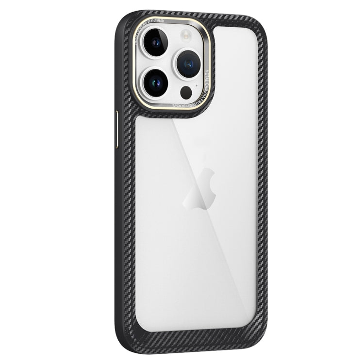 For iPhone 12 Pro Carbon Fiber Transparent Back Panel Phone Case(Black + Transparent) - iPhone 12 / 12 Pro Cases by PMC Jewellery | Online Shopping South Africa | PMC Jewellery