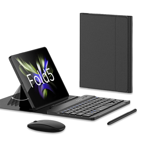 For Samsung Galaxy Z Fold5 GKK Gear Adjustment Bluetooth Keyboard Leather Case with Pen + Keyboard + Mouse + Case(Black) - Samsung Keyboard by GKK | Online Shopping South Africa | PMC Jewellery