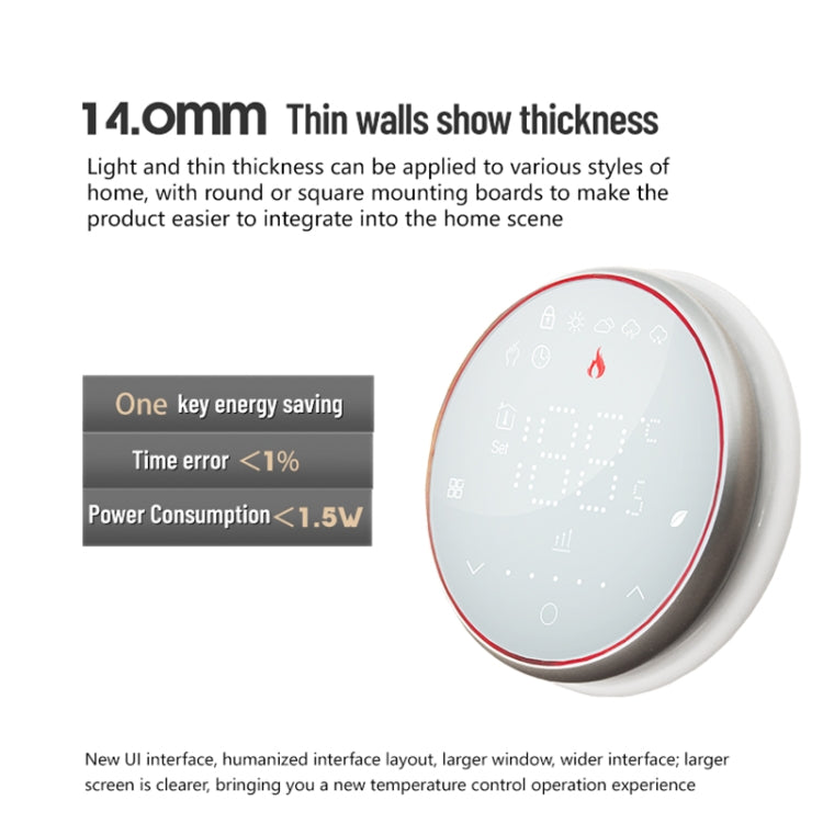BHT-6001GBL 95-240V AC 16A Smart Round Thermostat Electric Heating LED Thermostat Without WiFi(Black) - Thermostat & Thermometer by PMC Jewellery | Online Shopping South Africa | PMC Jewellery