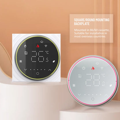 BHT-6001GCLW 95-240V AC 5A Smart Round Thermostat Boiler Heating LED Thermostat With WiFi(White) - Thermostat & Thermometer by PMC Jewellery | Online Shopping South Africa | PMC Jewellery